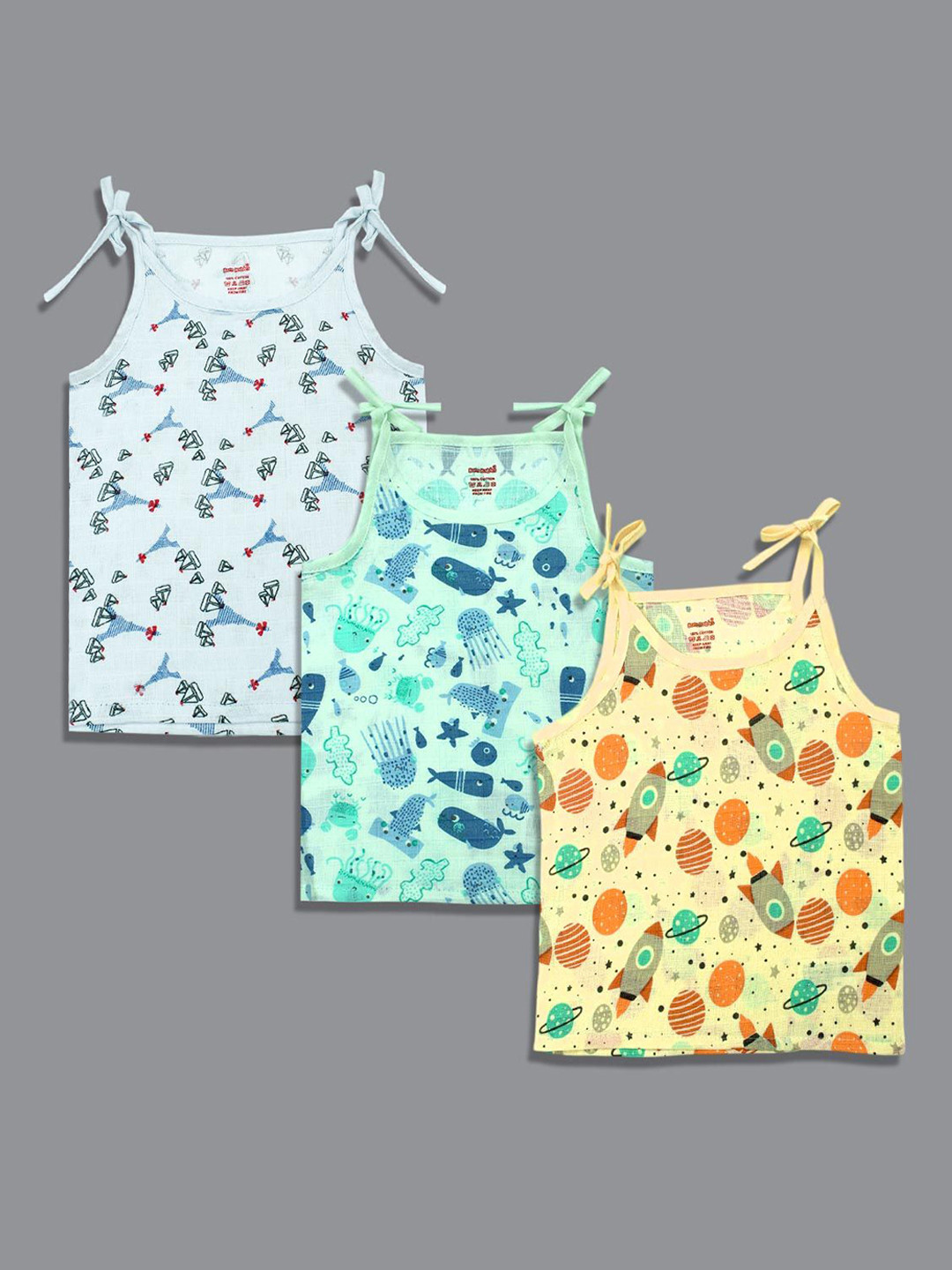 Born Babies Infants Pack Of 3 Printed Organic Cotton Jhablas JSK250648C1