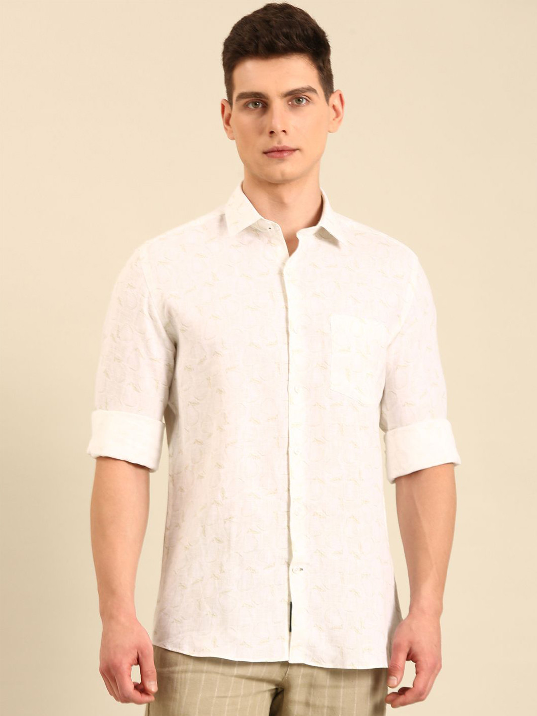 Linen Club Men Contemporary Fit linen classic Conversational Printed Casual Shirt