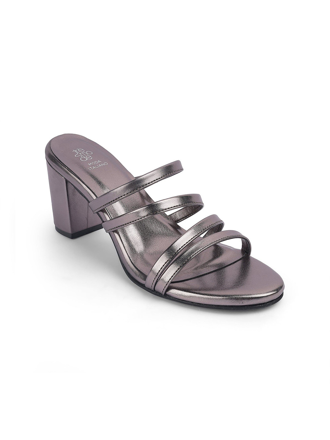 Tresmode Women Palmar Pewter Dress Block Heel Sandals