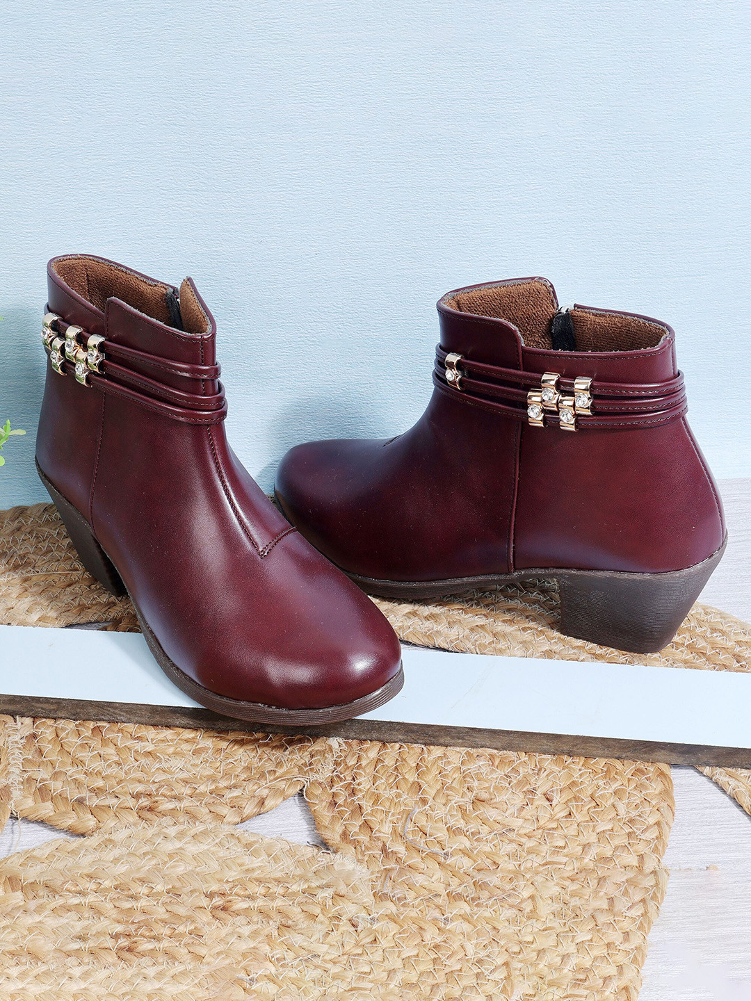 Padchin Women Round Toe Block Heel High-Top Boots