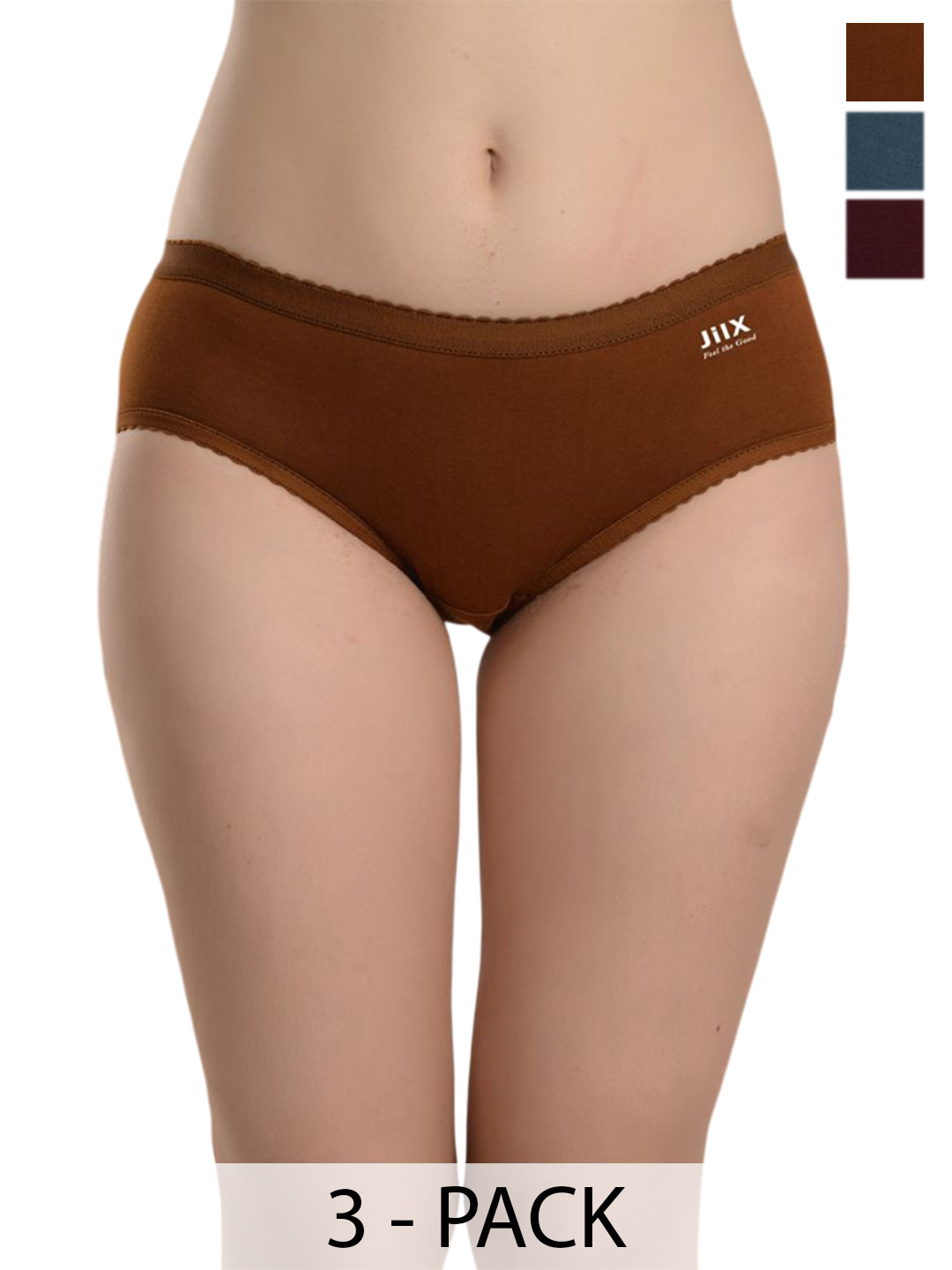 JIL X Pack Of 3 Cotton Hipster Briefs MY-JILX-PRO2-PLAIN-OE-3PC