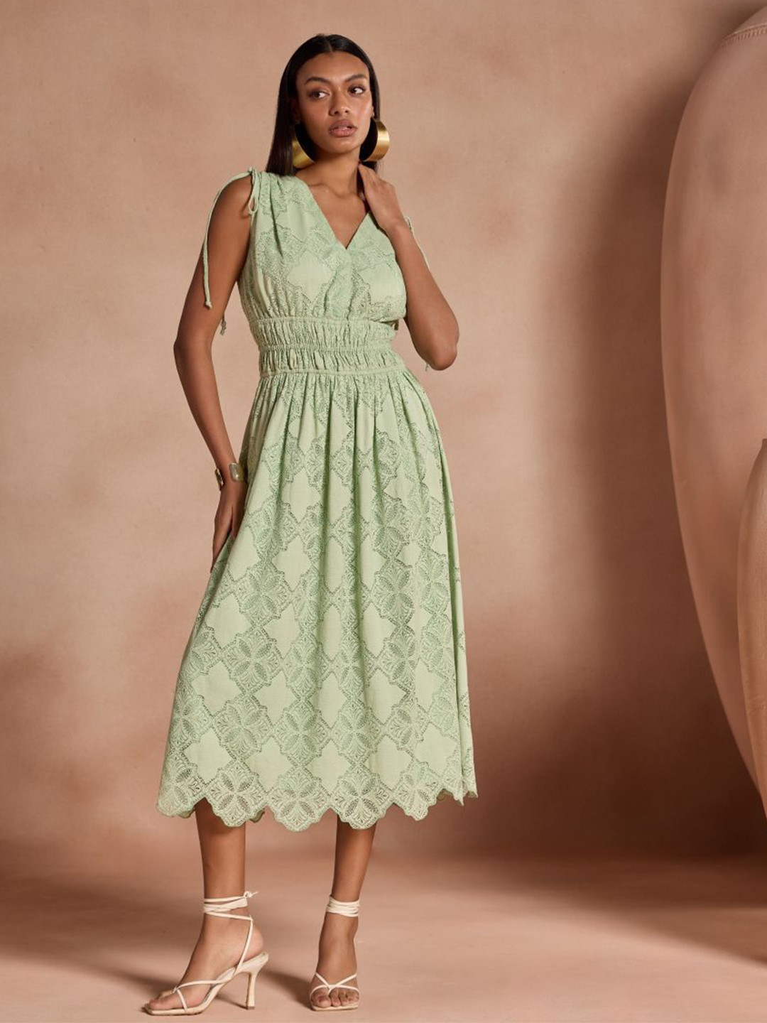 Style Island Women Self Design Fit and Flare Maxi Dress