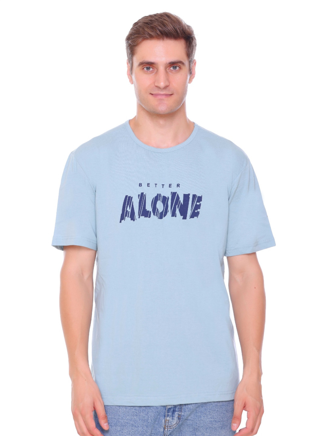 Colors and Blends Graphic Alone Printed Round Neck Cotton T-shirt