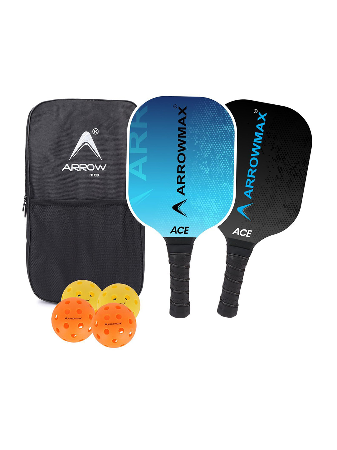 ARROWMAX Se Of 2 Printed Pickleball Paddle With 4 Balls & Cover Bag