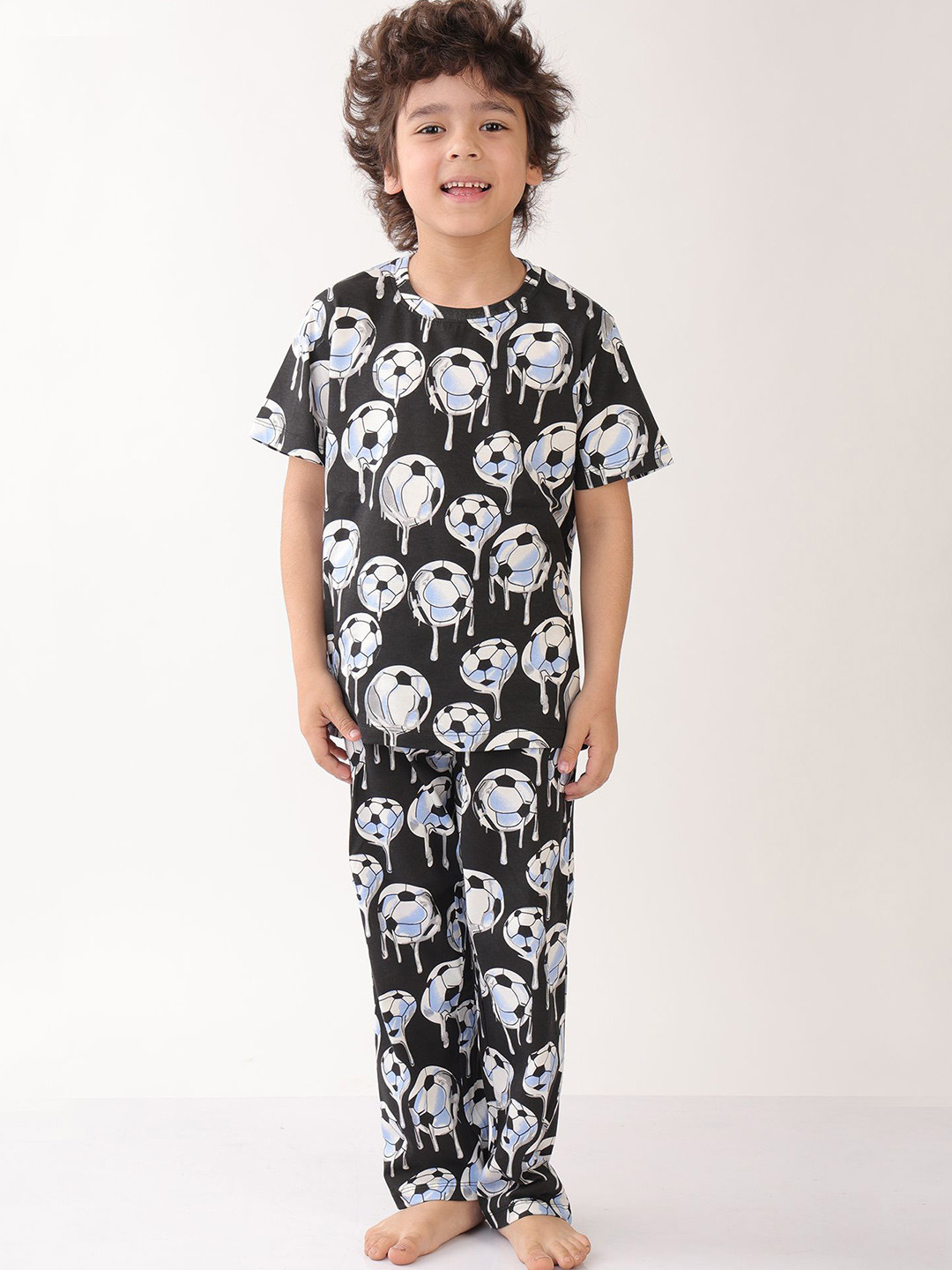 Anthrilo Boys Summer Football Melt Short Sleeve Pyjama Set