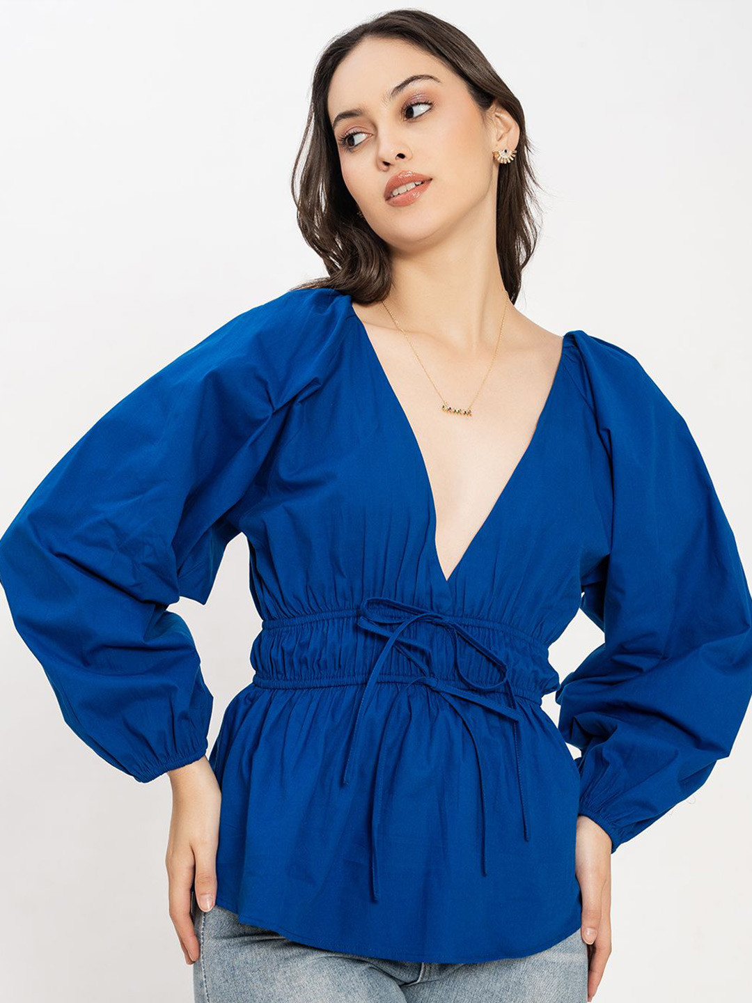 Lounge Dreams Women Puff Sleeve Cotton Empire Top