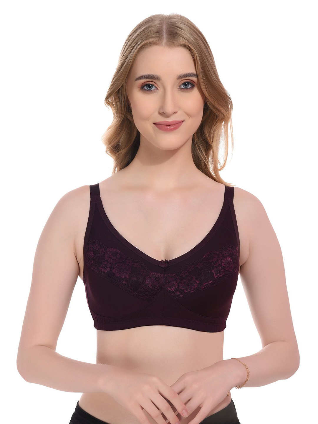 Viral Girl Women Full Coverage Non Padded Lace Minimizer Bra