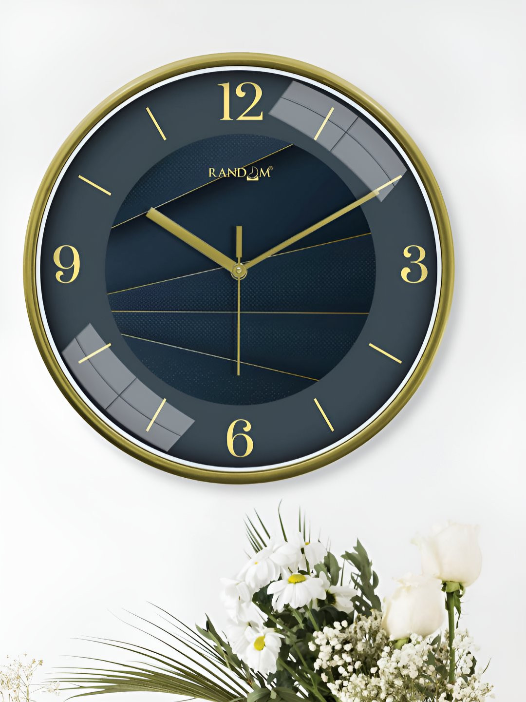 RANDOM Yellow & Green Printed Round Contemporary Non-Ticking Wall Clock