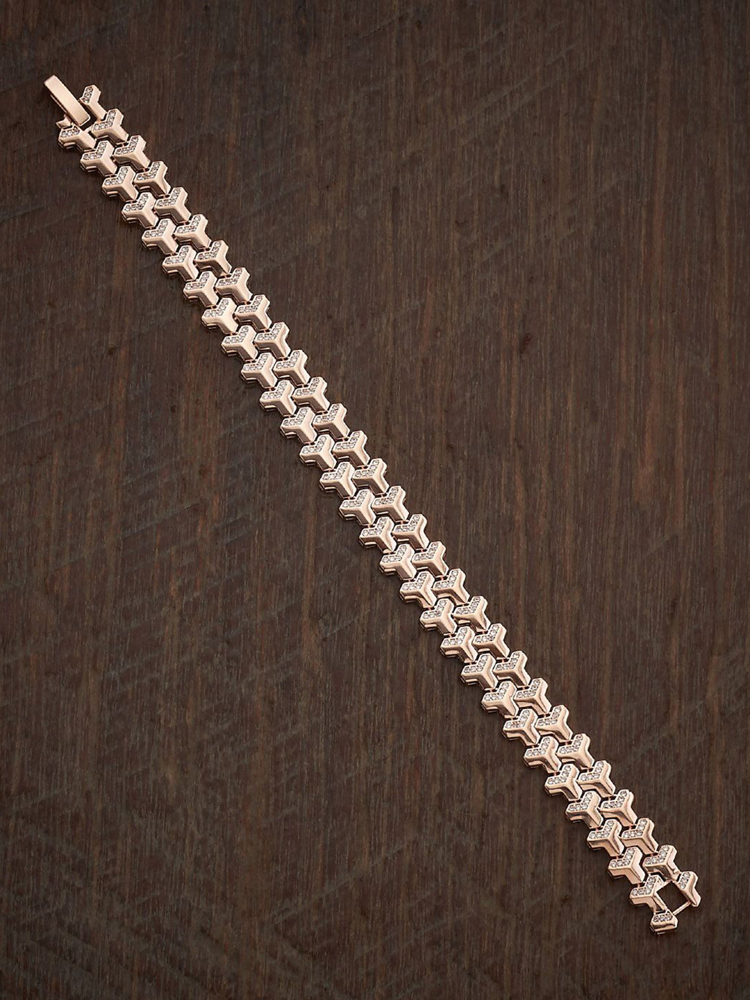 Kushal's Fashion Jewellery Women Rose Gold-Plated Cubic Zirconia Link Bracelet