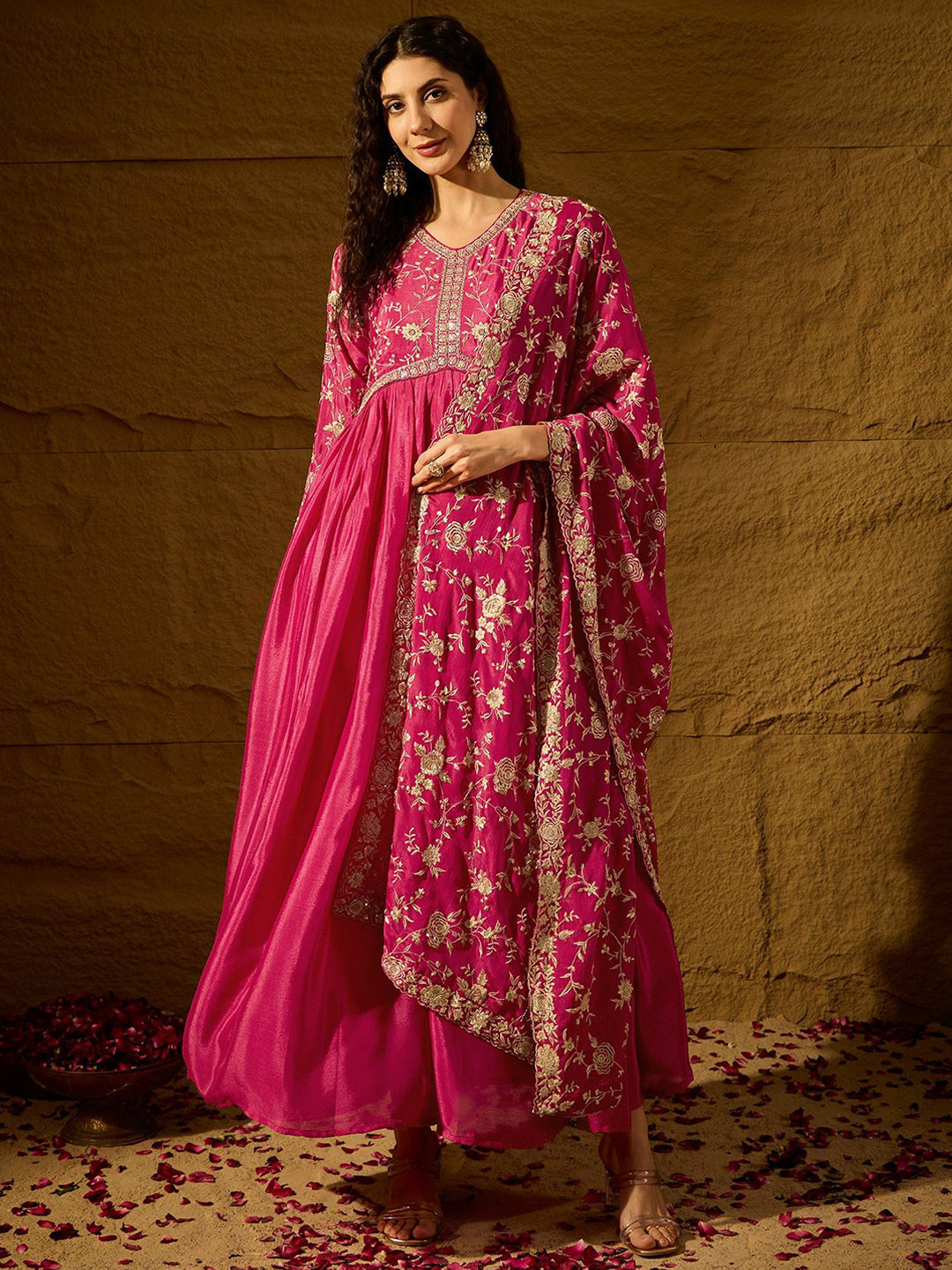 Miss Ethnik Embroidered Anarkali Ethnic Gown With Dupatta