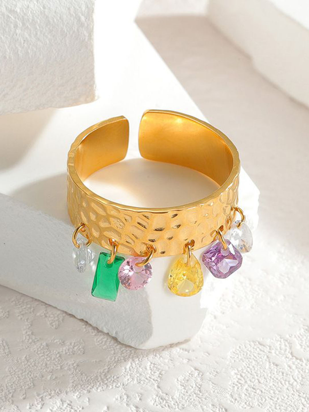 Just Lil Things Artificial Stones Studded Cascade Finger Ring