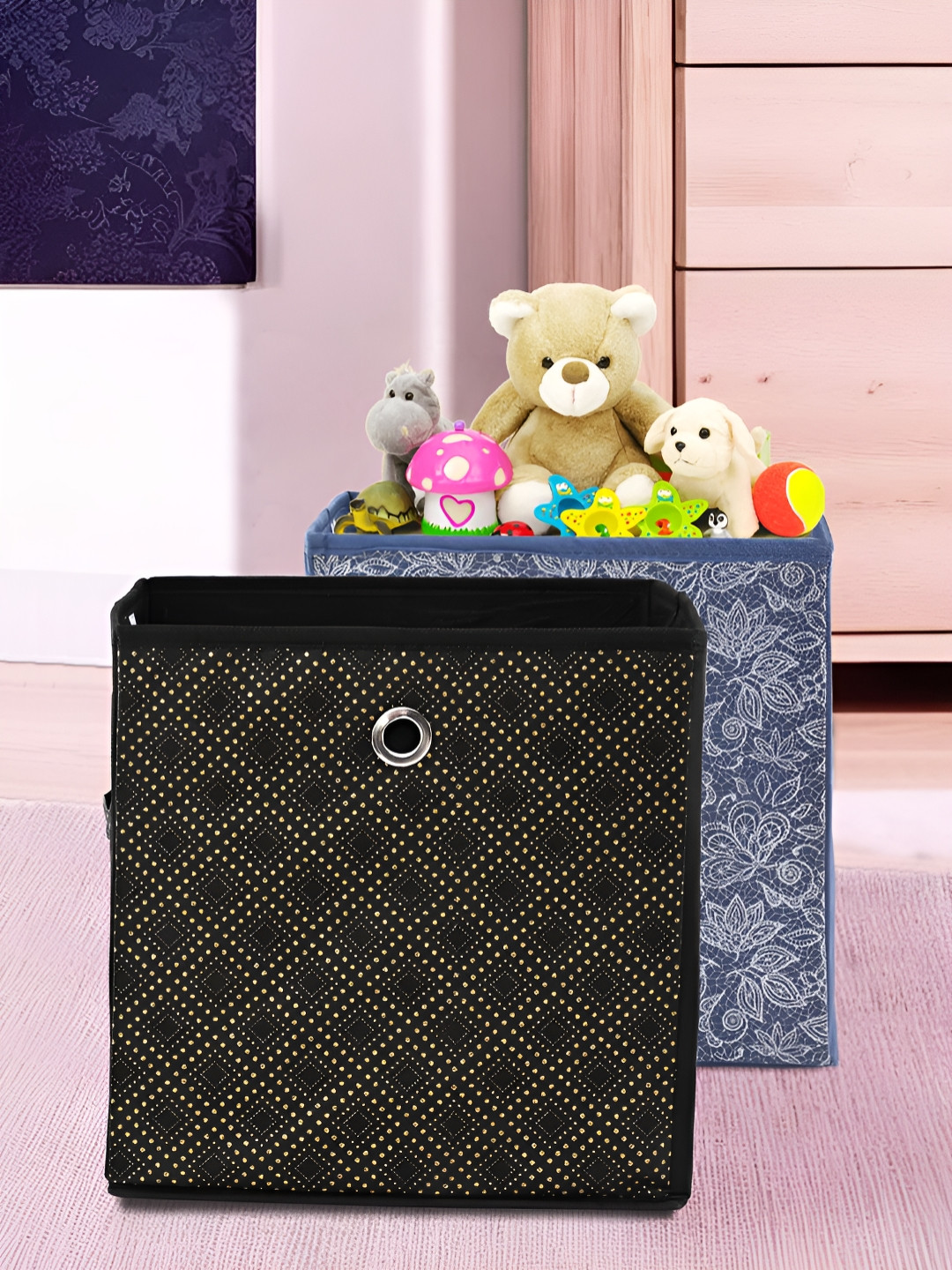 Aura Black & Navy Blue 2 Pieces Foldable Drawer Organisers