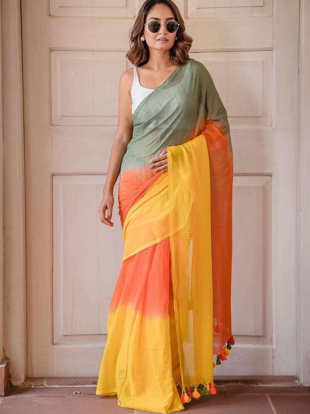 Jinal & Jinal Ombre Chanderi Saree
