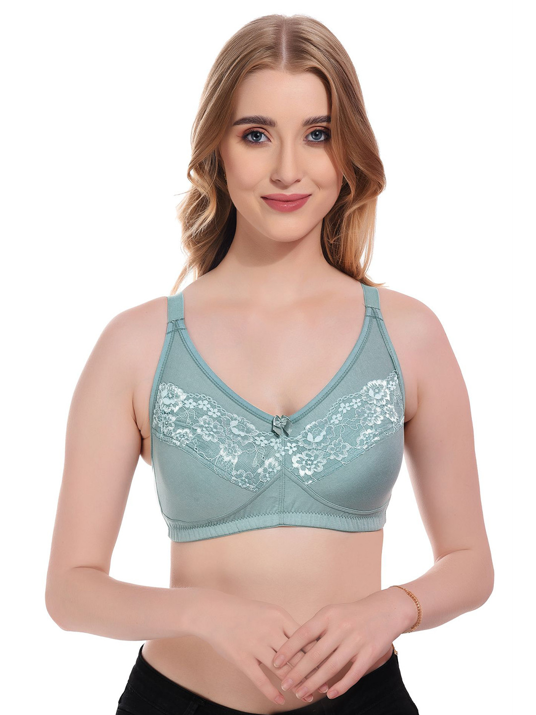 Viral Girl Women Floral Laced Full Coverage Cotton Minimizer Bra