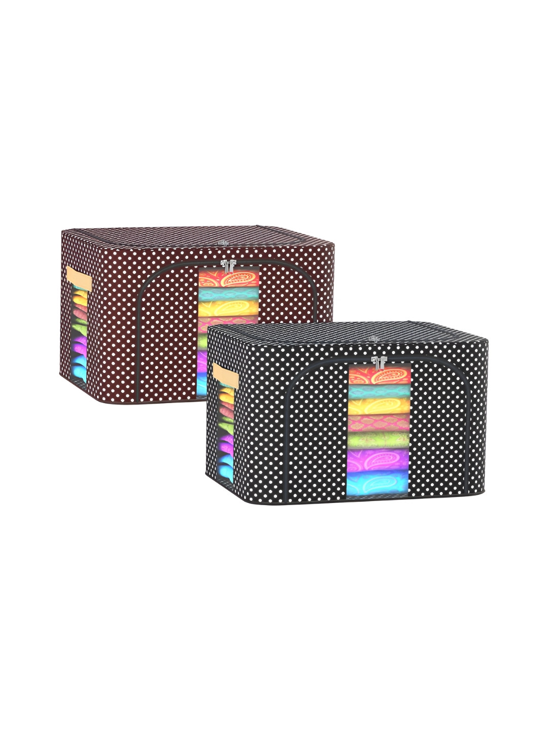 Aura Black & Brown 2 Pieces 66 Liter Parachute Steel Frame Wardrobe Storage Box Organisers