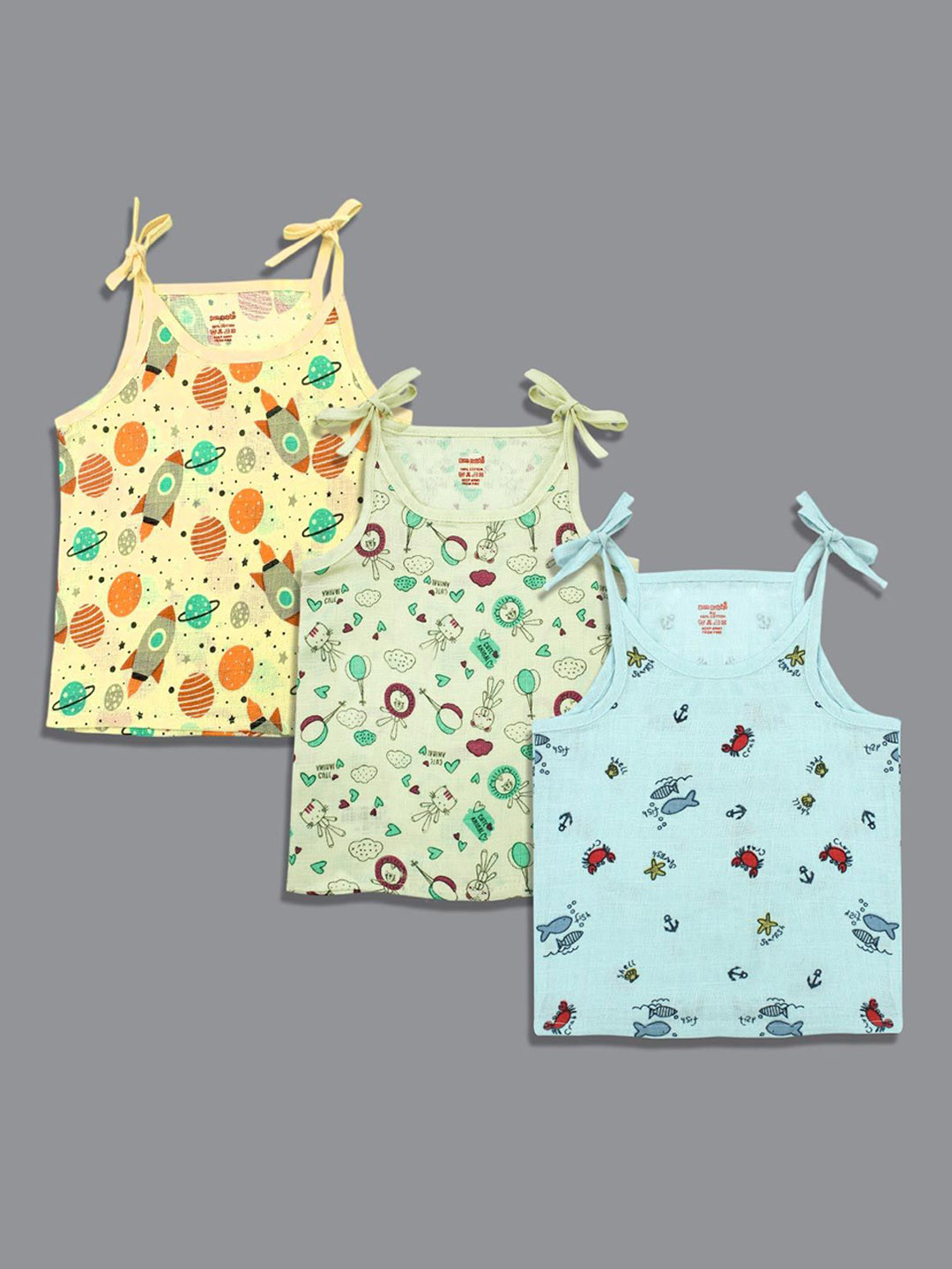 Born Babies Infants Pack Of 3 Printed Organic Cotton Jhablas JSK250648C4