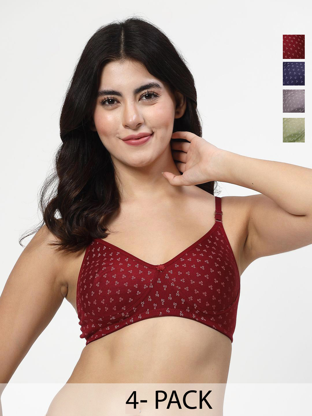 LILY itida Floral Printed Seamless Non Padded T-shirt Bra