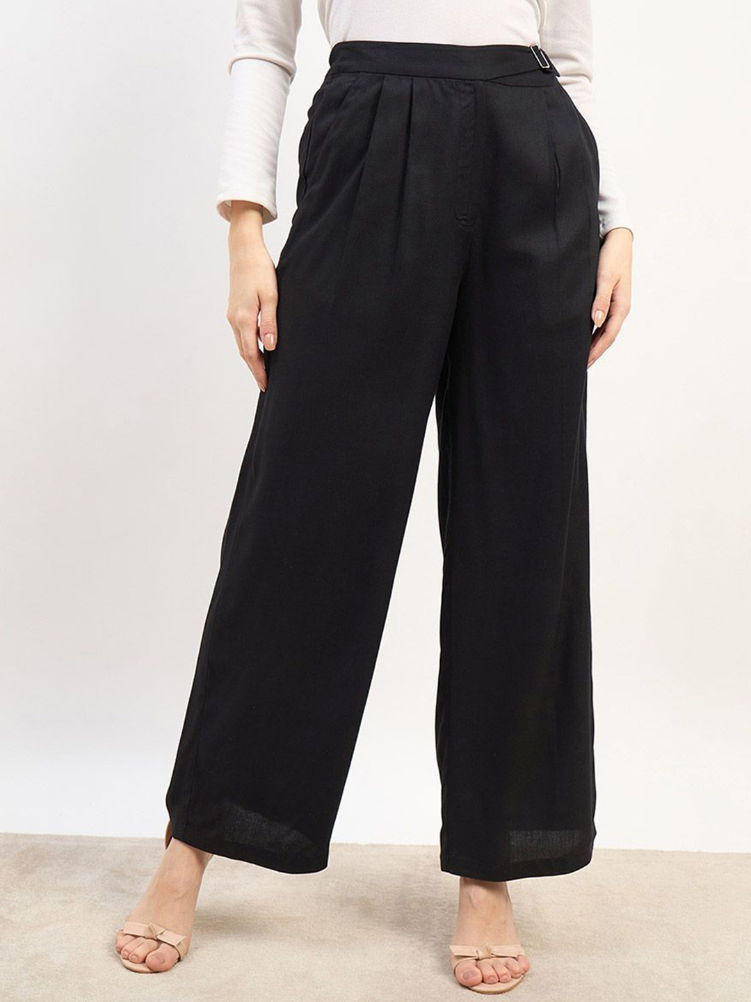 Styli Women Korean Baggy Fit Pant With Overlap Belt On Waistband