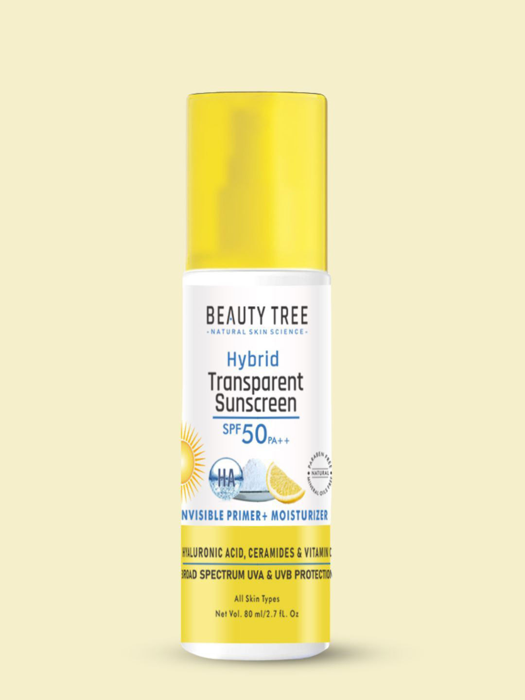 Beauty Tree Glow + Dewy Transparent Sunscreen with SPF 50 ++ - 80 ml