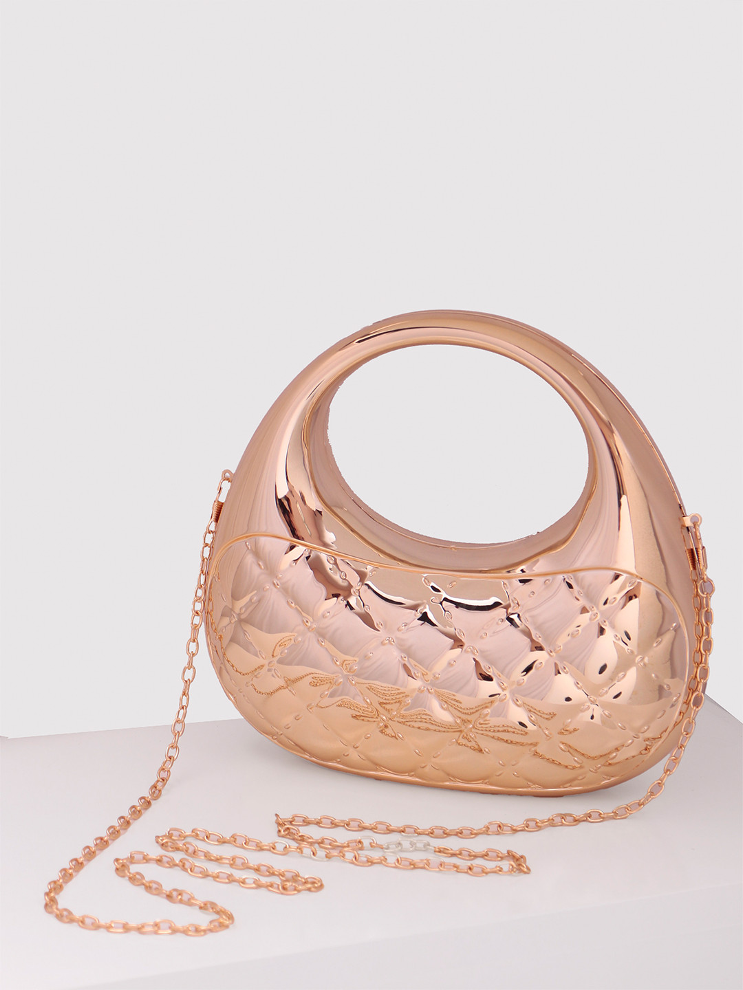 TREASO CLOSET Crism Geometric Half Moon Sling Bag with Quilted