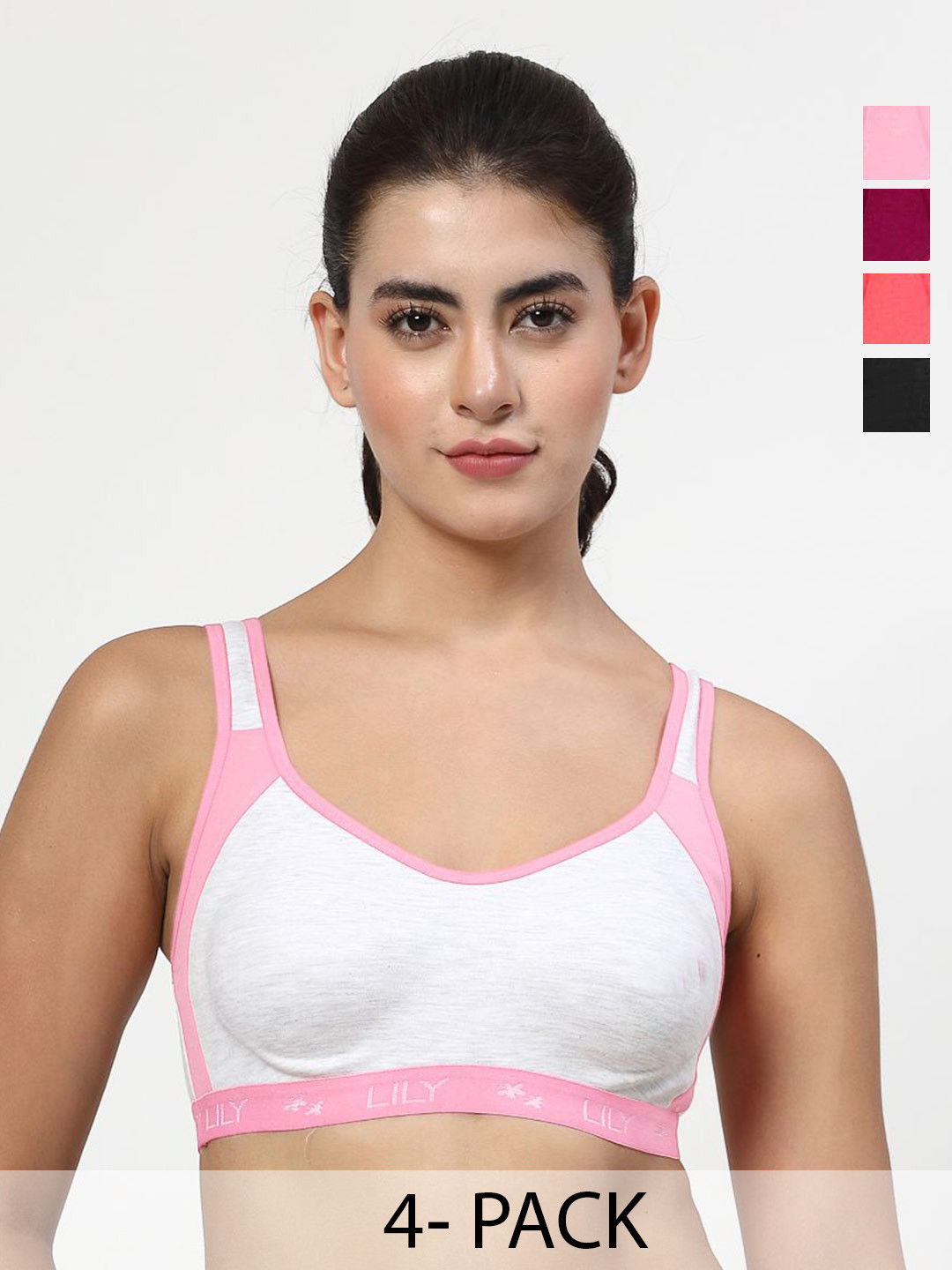 LILY Strops999 Colourblocked Full Coverage Seamless Non Padded Sports Bra
