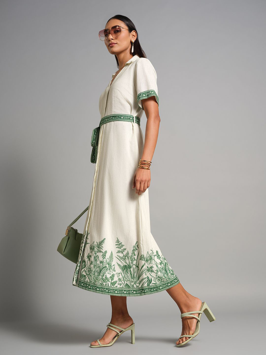 AND A-Line Solid Midi Dress