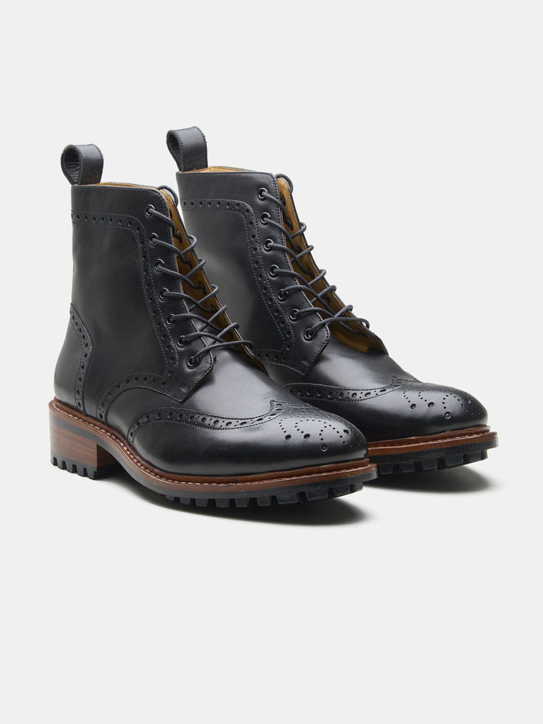 KOZASKO Men Goodyear Welted Derby Brogue Boots