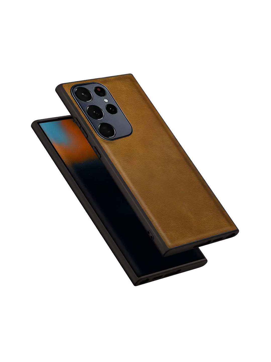 LIRAMARK Solid Samsung Galaxy S23 Ultra Impact Resistant Leather Back Case