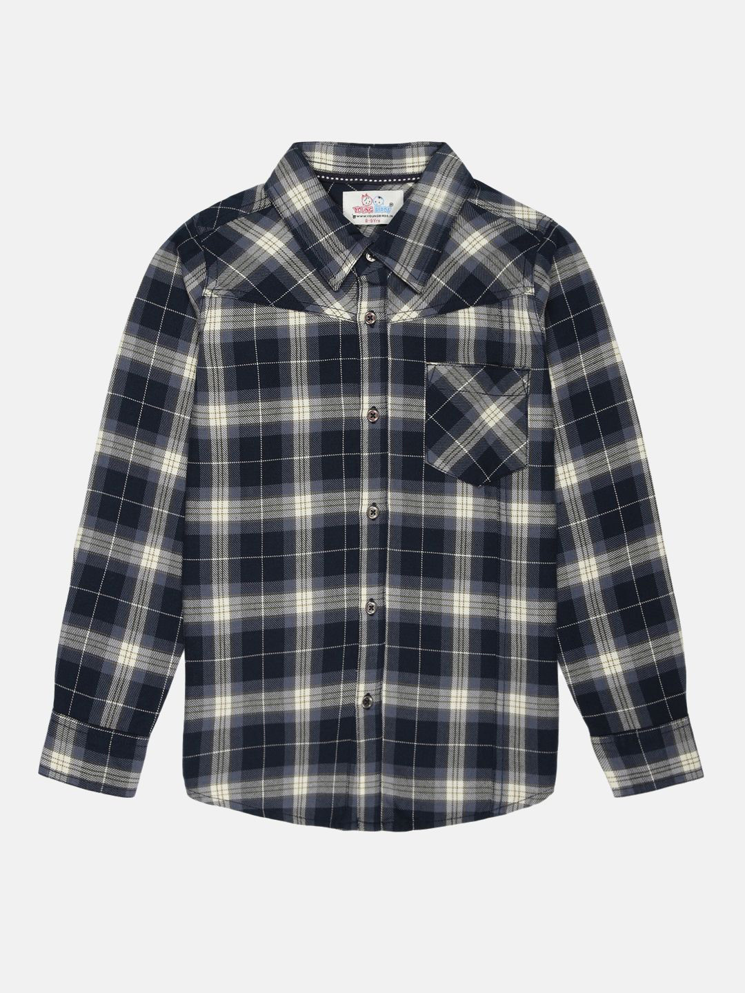 YOUNG BIRDS Boys Tartan Checked Flannel Weave Cotton Casual Shirt