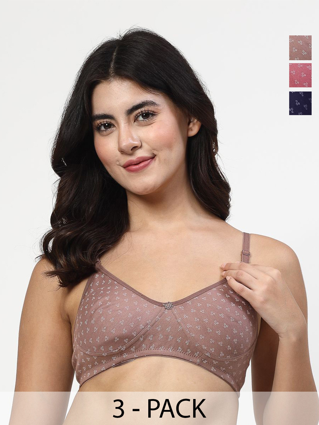 LILY itida Floral Printed Seamless Non Padded T-shirt Bra