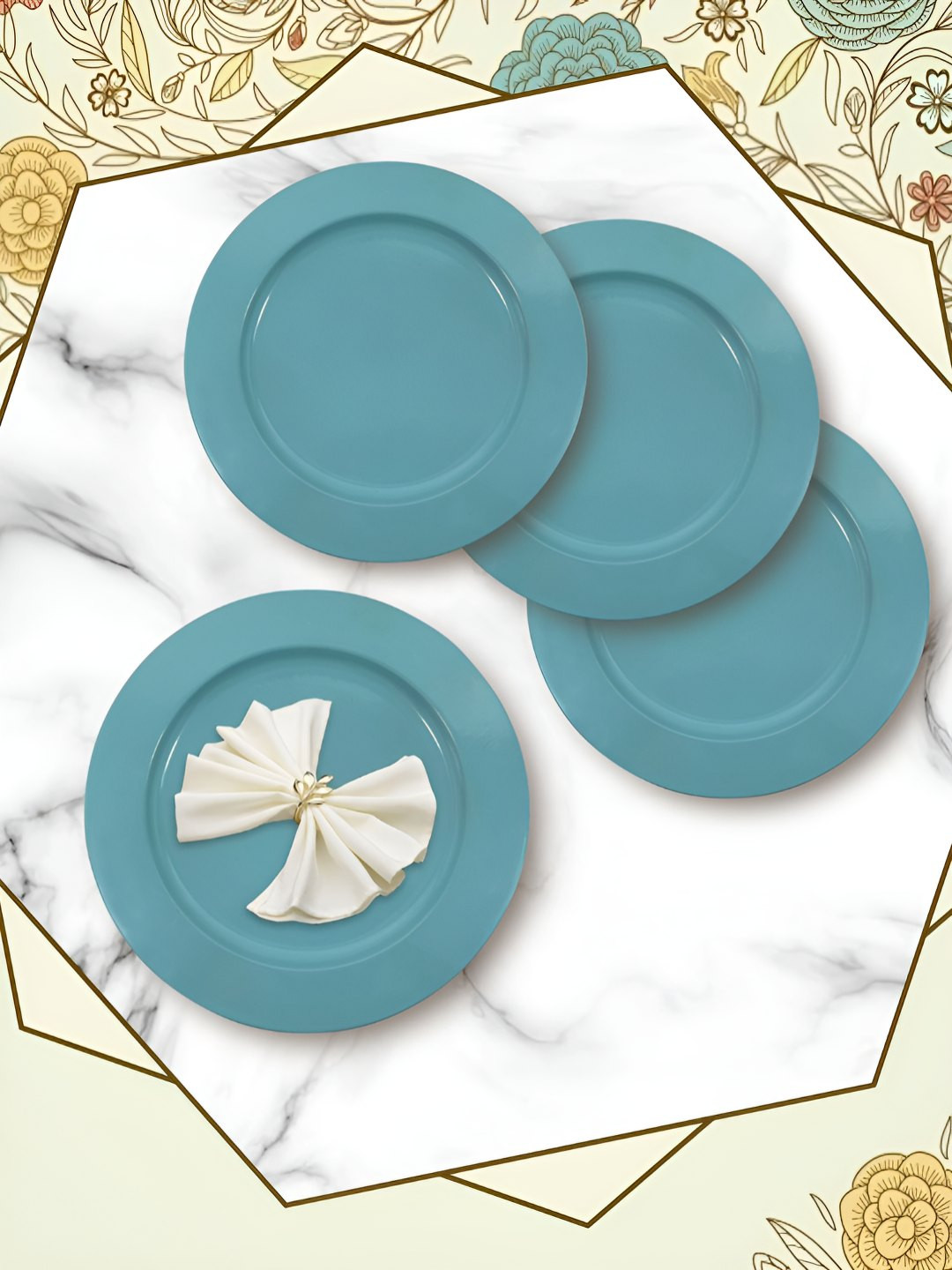 Metalsmith Blue 4 Pieces Metal Matte Finish Easy to Clean Plates