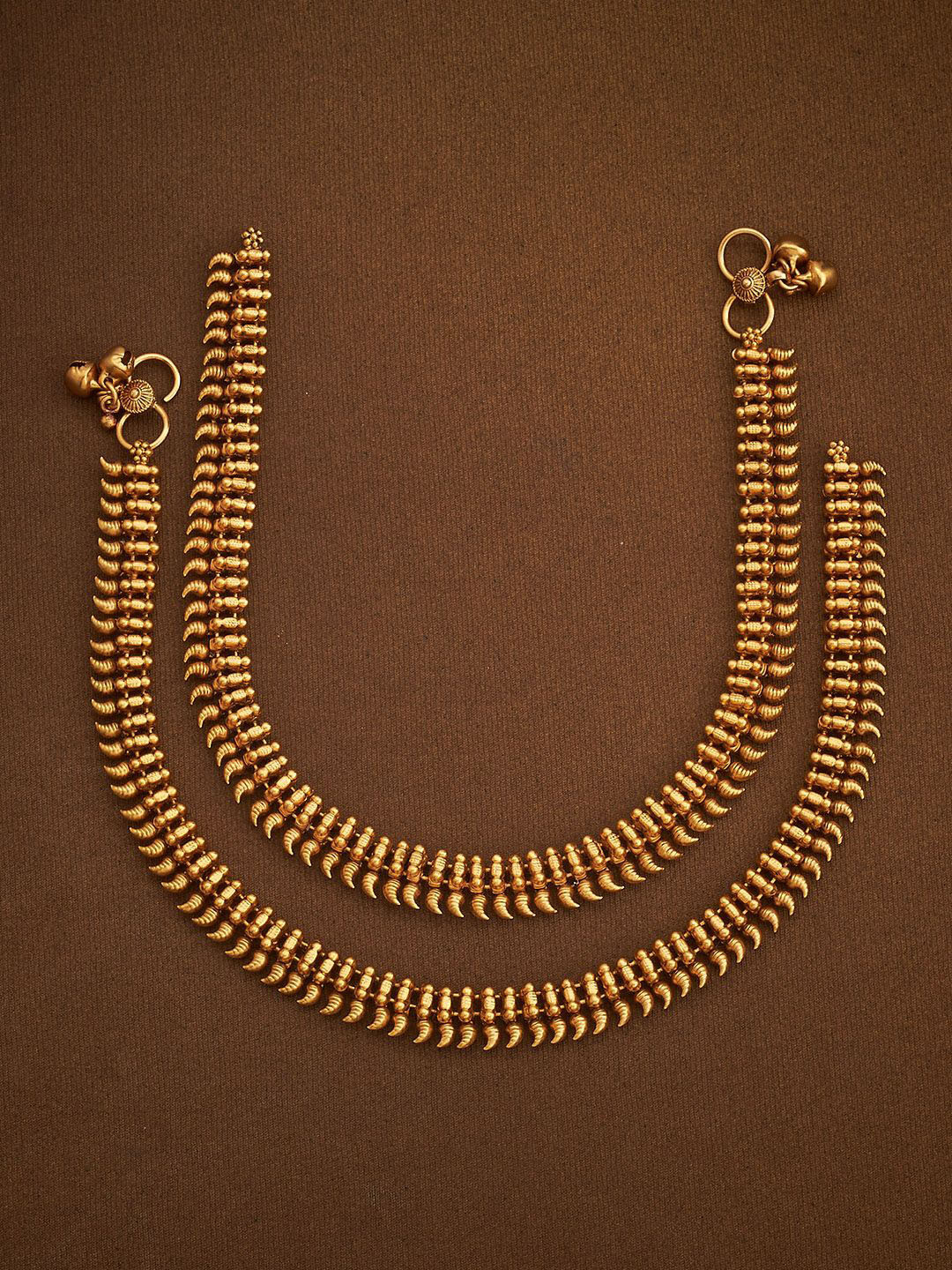Kushal's Fashion Jewellery Gold-Plated  Ethnic Antique Payal Anklets