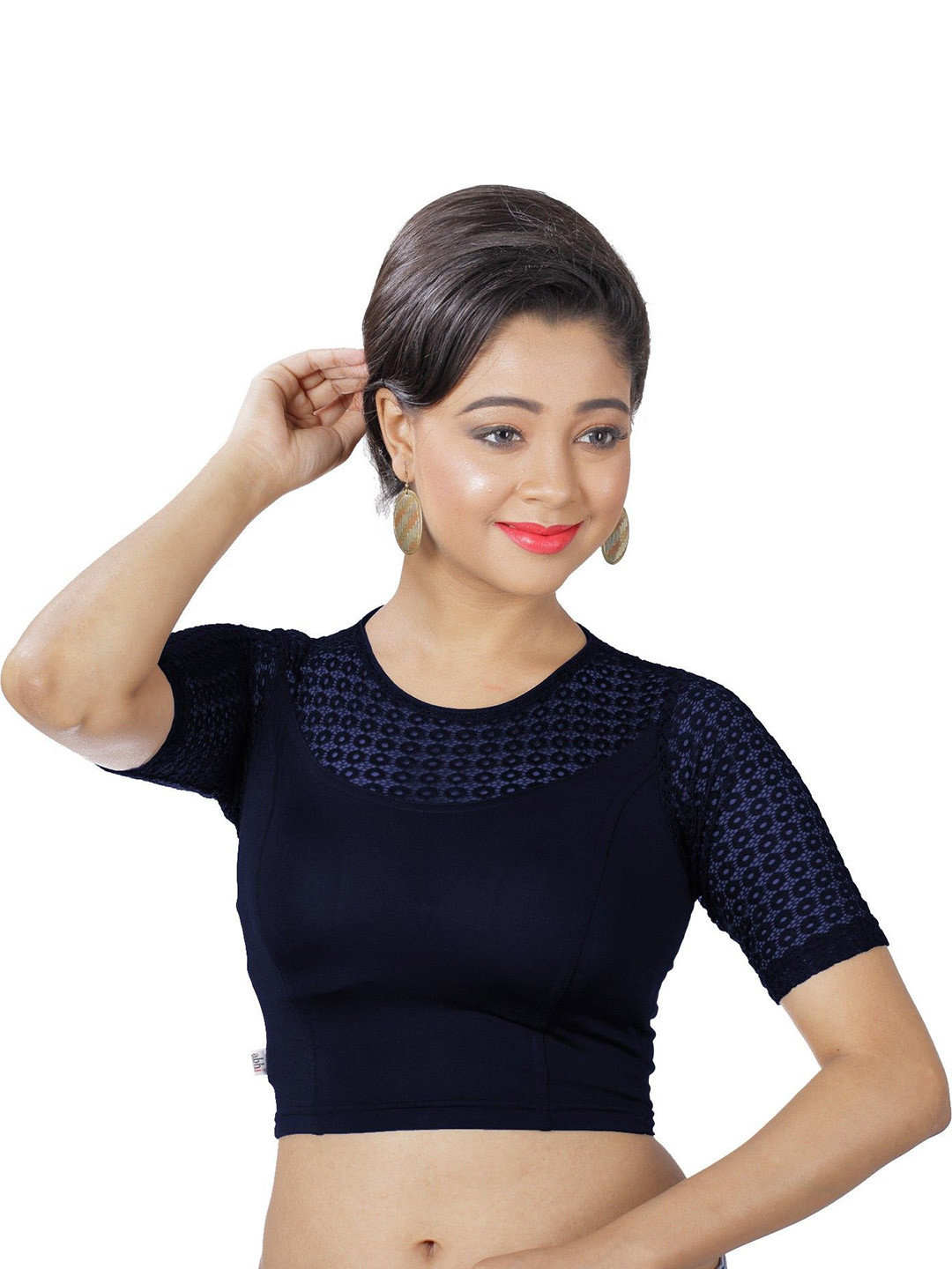 Abhi Women's Sleeveless Stretchable Regular fit Readymade Stylish  Navy Blouse