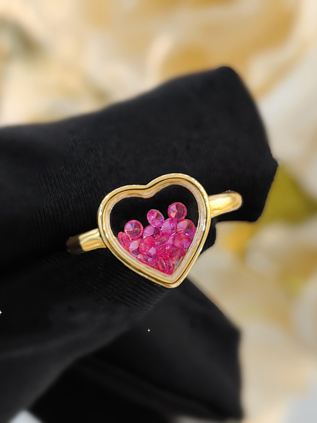 Just Lil Things Heart Pressed Flower Finger Ring