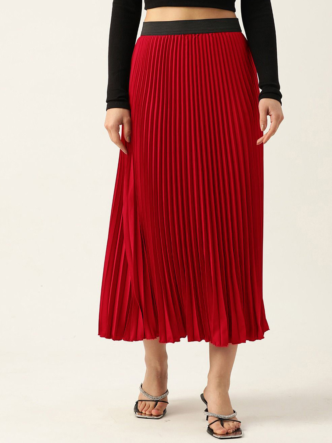 OTABU S Women  A-Line Pleated Midi Skirt