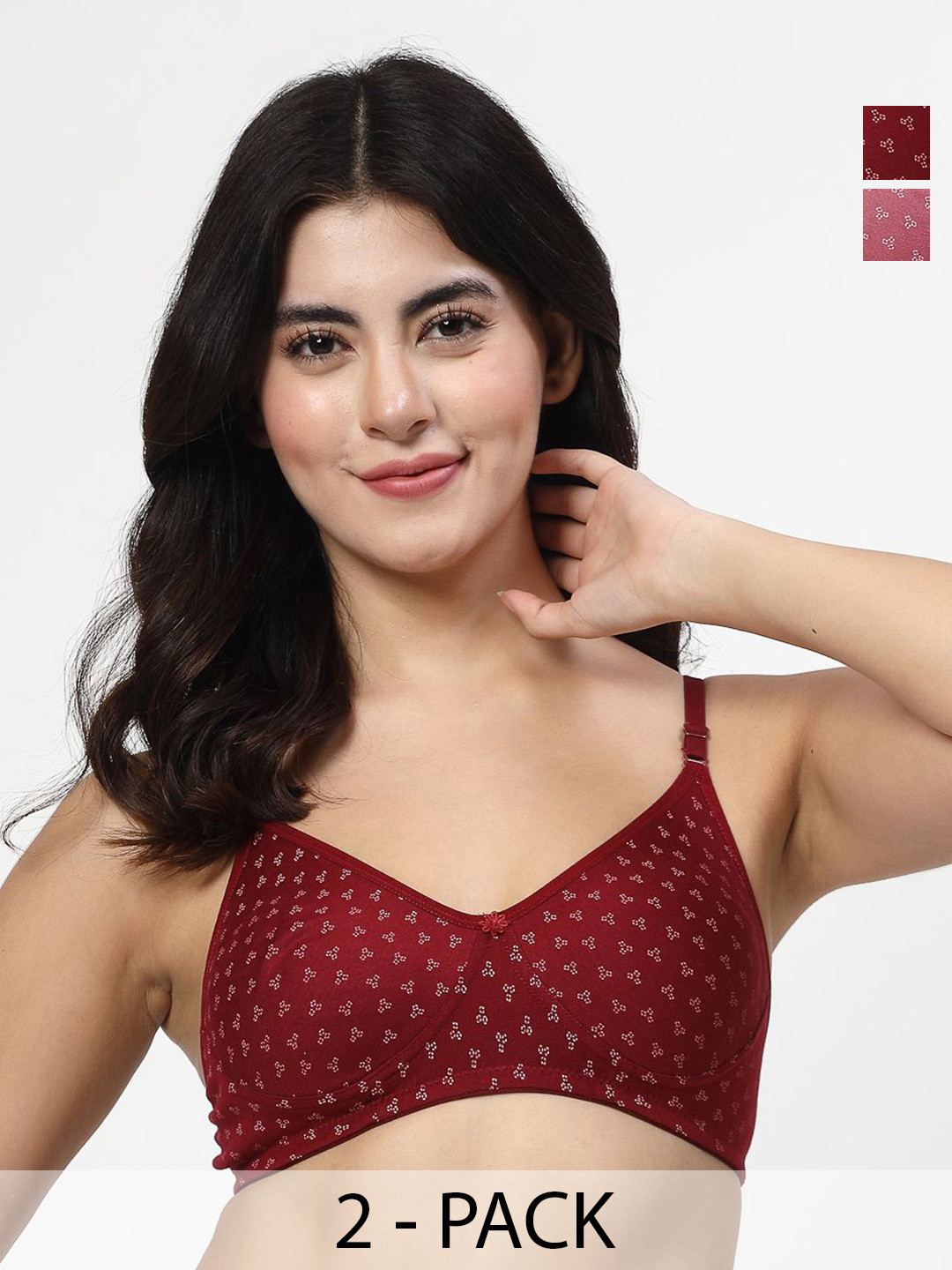 LILY Pack Of 2 Print Full Coverage Non Padded All Day Comfort T-shirt Bra