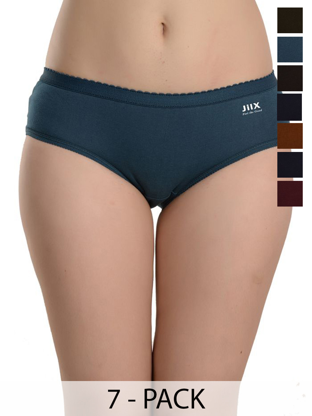 JIL X Women Pack Of 7 Cotton Mid-Rise Hipster Briefs MY-JILX-PRO-PLAIN-OE-7PC