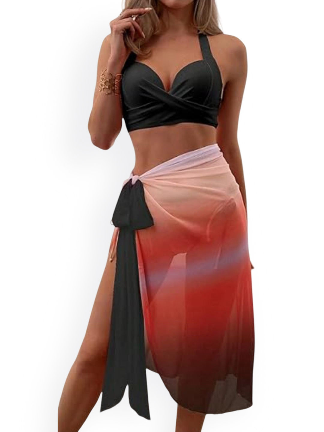 Plus Curvves Ombre Swimwear Cover Up Set
