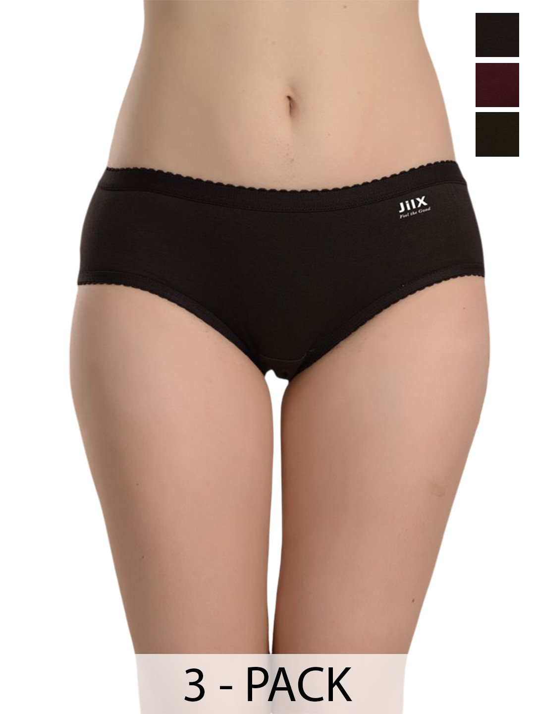 JIL X Women Value Pack Of 3 Solid Colour Cotton Briefs Panties