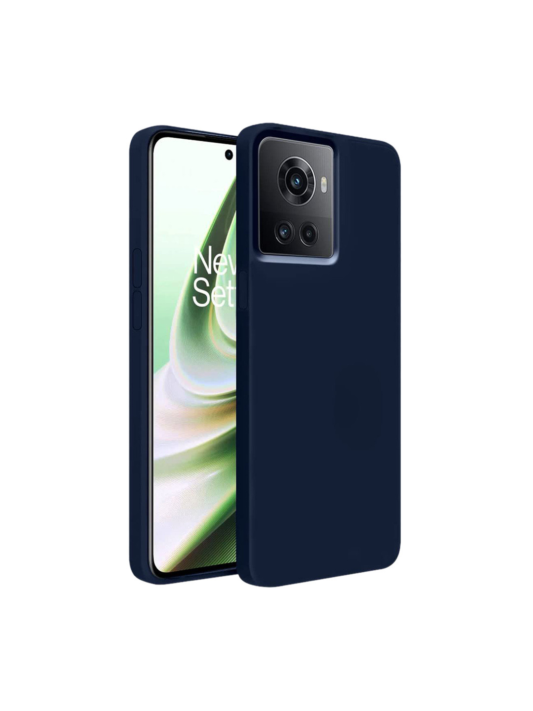 LIRAMARK Midnight Blue OnePlus 10R 5G Liquid Silicone Soft Back Cover Case