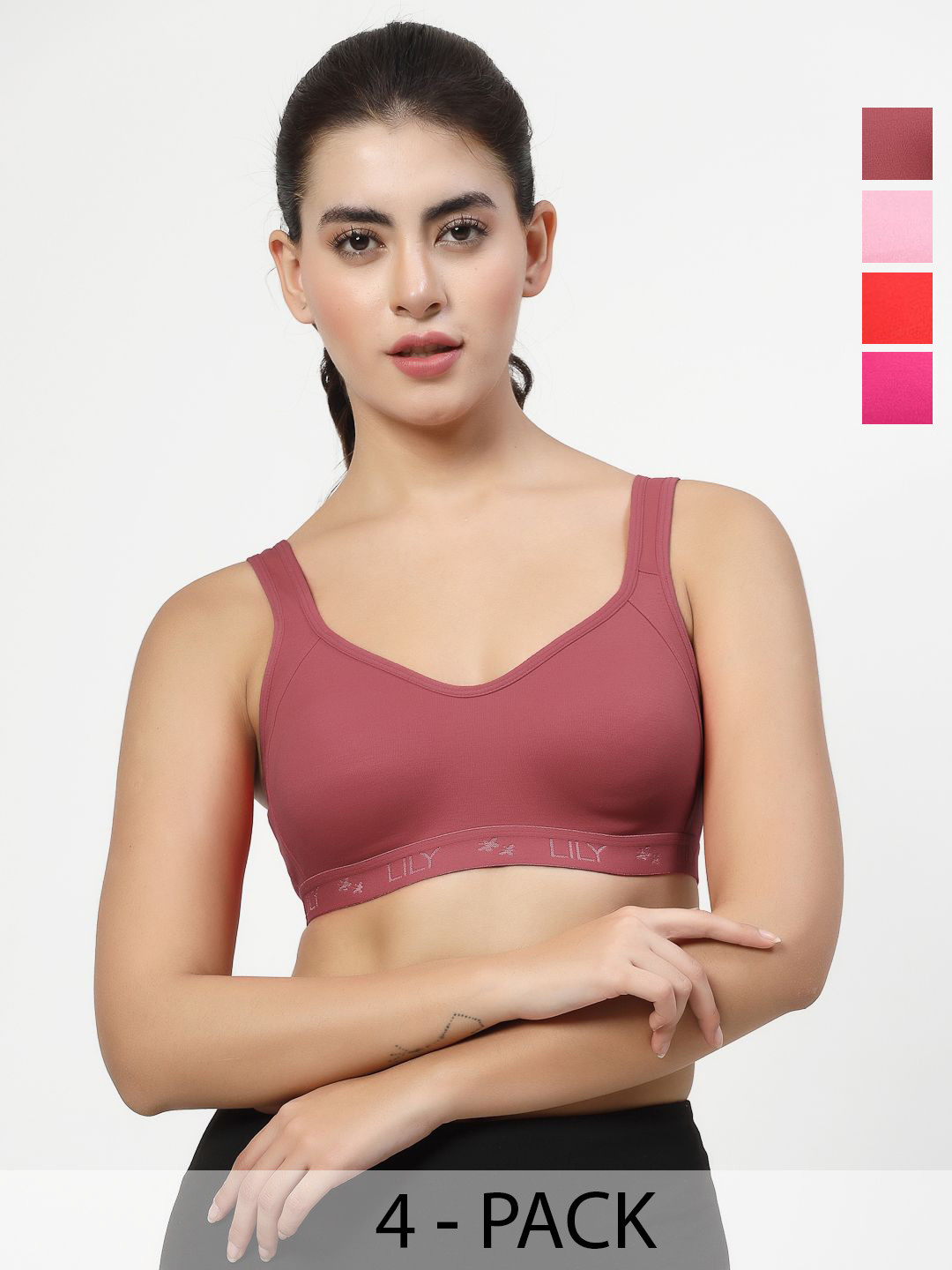 LILY Strops555 Full Coverage Seamless Non Padded Sports Bra