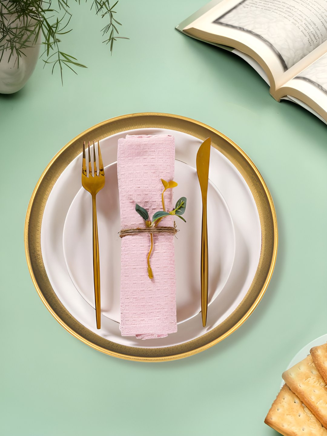 Metalsmith Gold-Toned Metal Matte Easy to Clean Plates