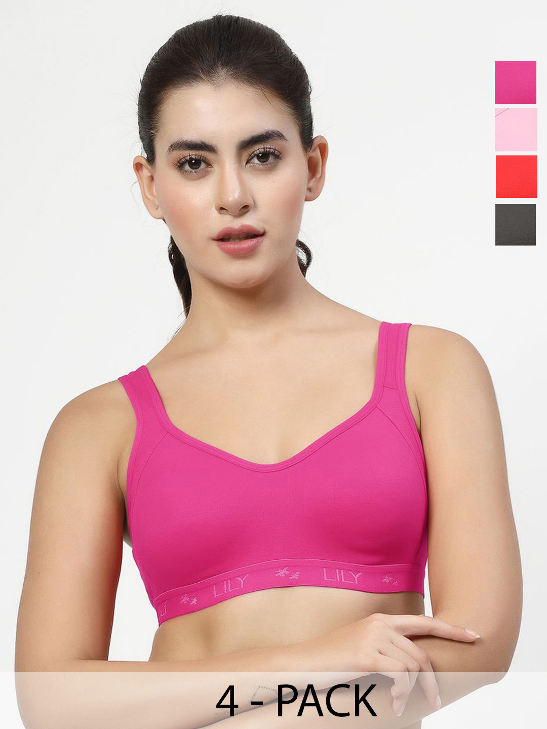 LILY Strops555 Pack Of 3 Full Coverage Medium Support Sports Bra