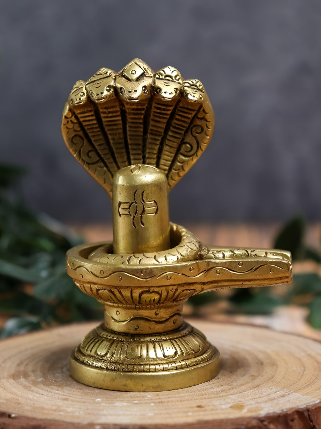 The Spiritual Living Shivling Gold Brass Metallic Prayer Room Tiny Showpiece - 3 Inches