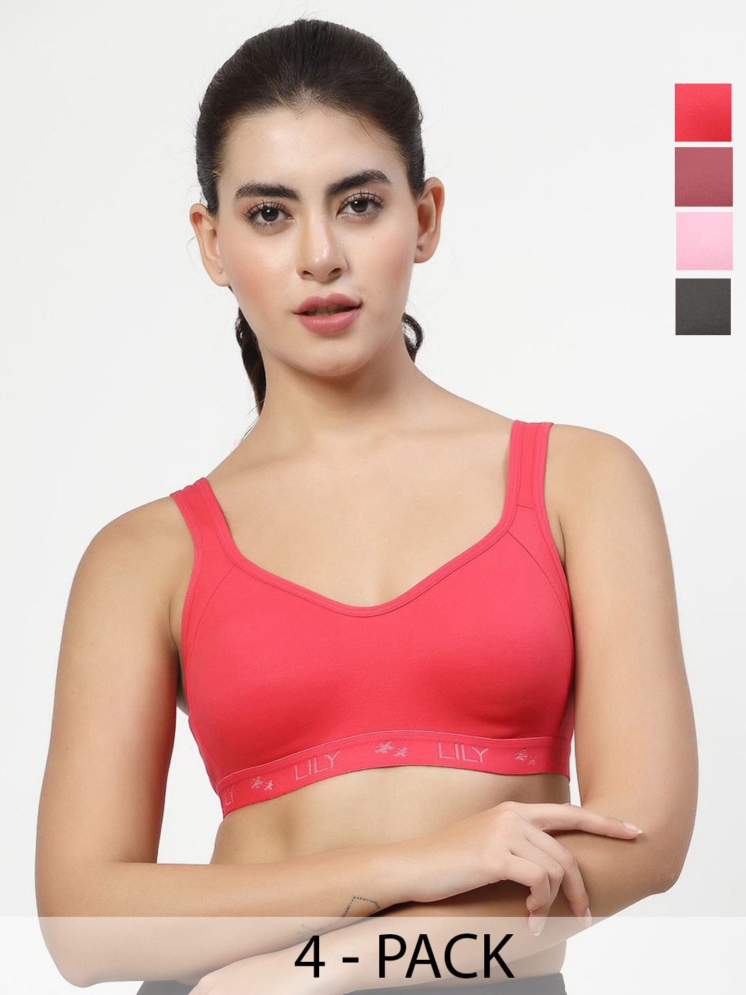 LILY Strops555 Full Coverage Seamless Non Padded Sports Bra