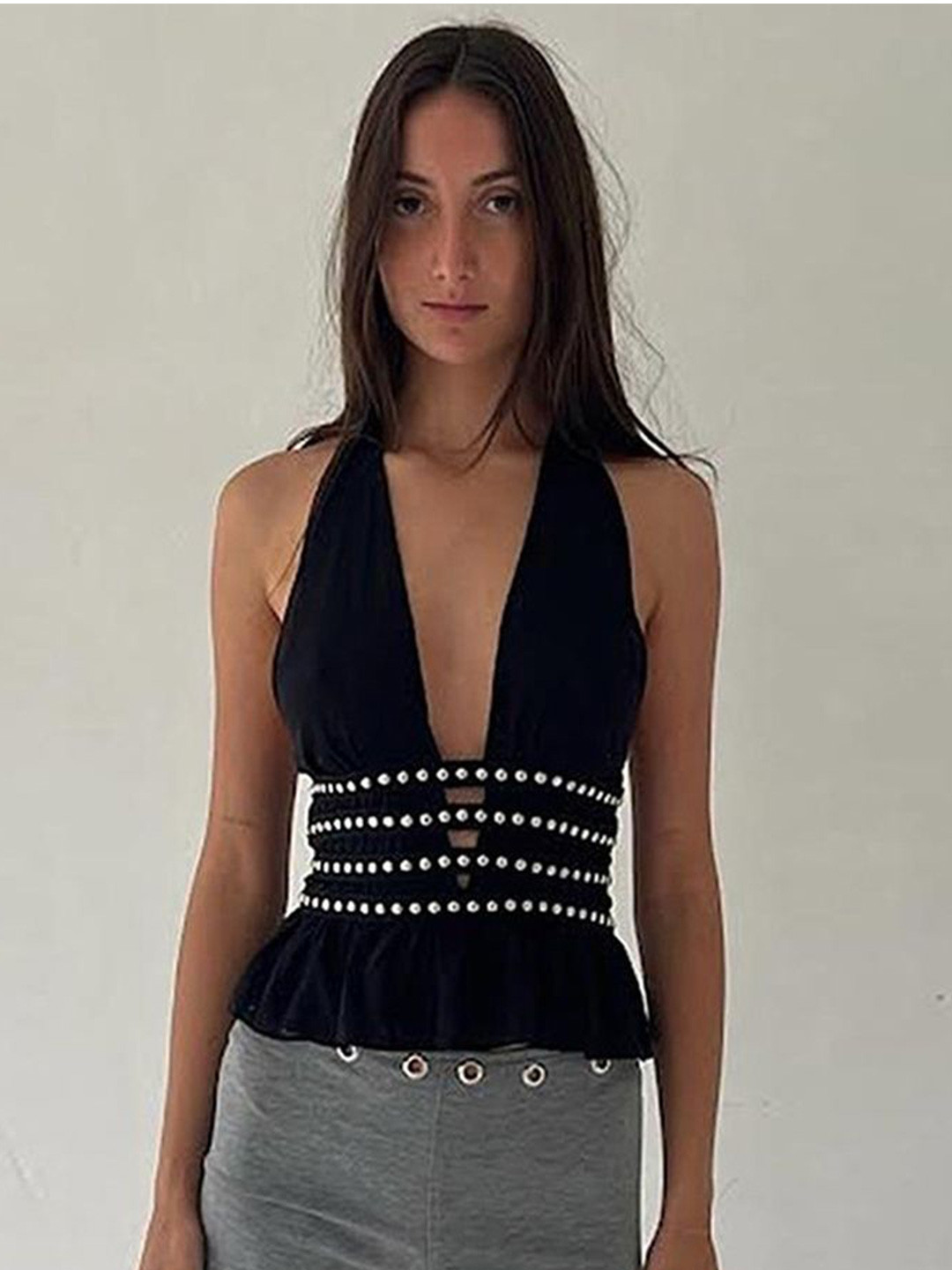 LULU & SKY Tie-up Halter Neck Top
