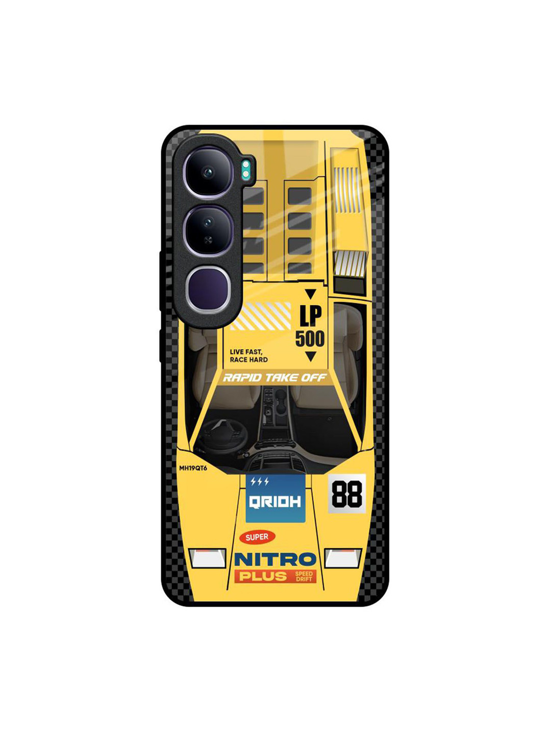 QRIOH Yellow Racing Car Vivo Y300 5G Impact Resistant Back Case