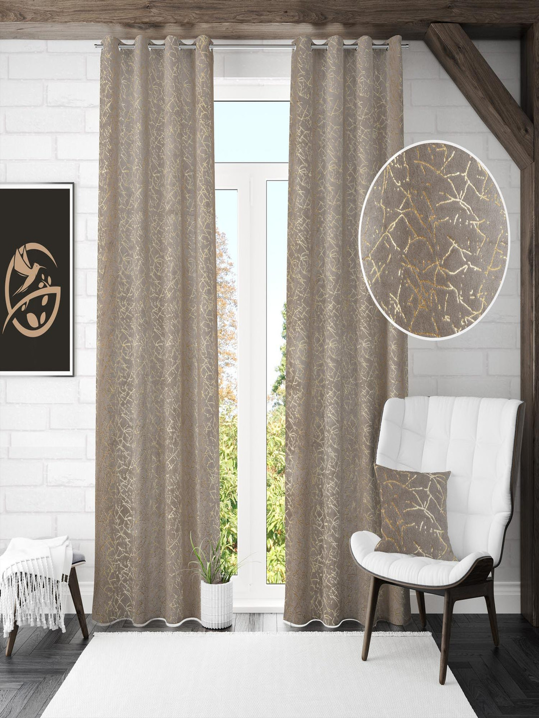 Galaxy Home Decor Grey 2 Pieces Room Darkening Long Door Curtain