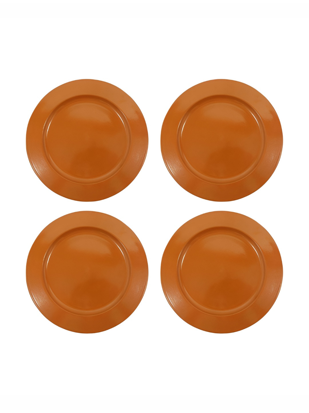 Metalsmith Orange 4 Pieces Metal Matte Finish Easy to Clean Plates