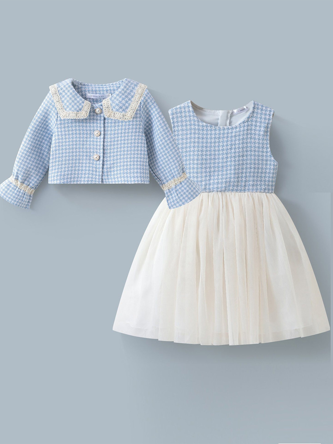 Mark & Mia Girls Checked Fit & Flare Dress With Jacket